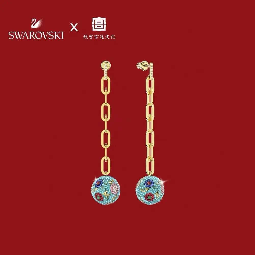 Swarovski Flower Blooming Yaoji Daji Gourd Bottle Ball Earrings