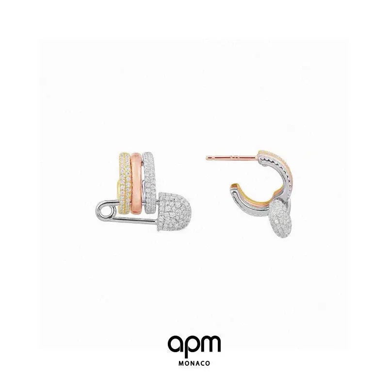 Apm monaco tri-color safety pin earrings