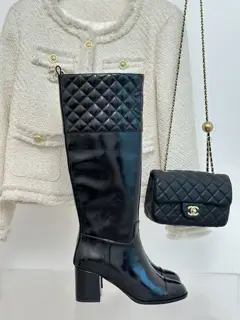 Chanel Paris catwalk diamond block heel boots series