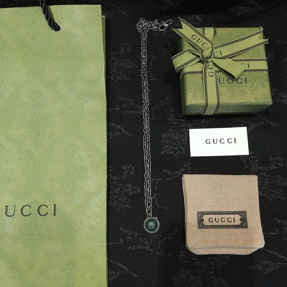 Gucci Garden series peacock green necklace