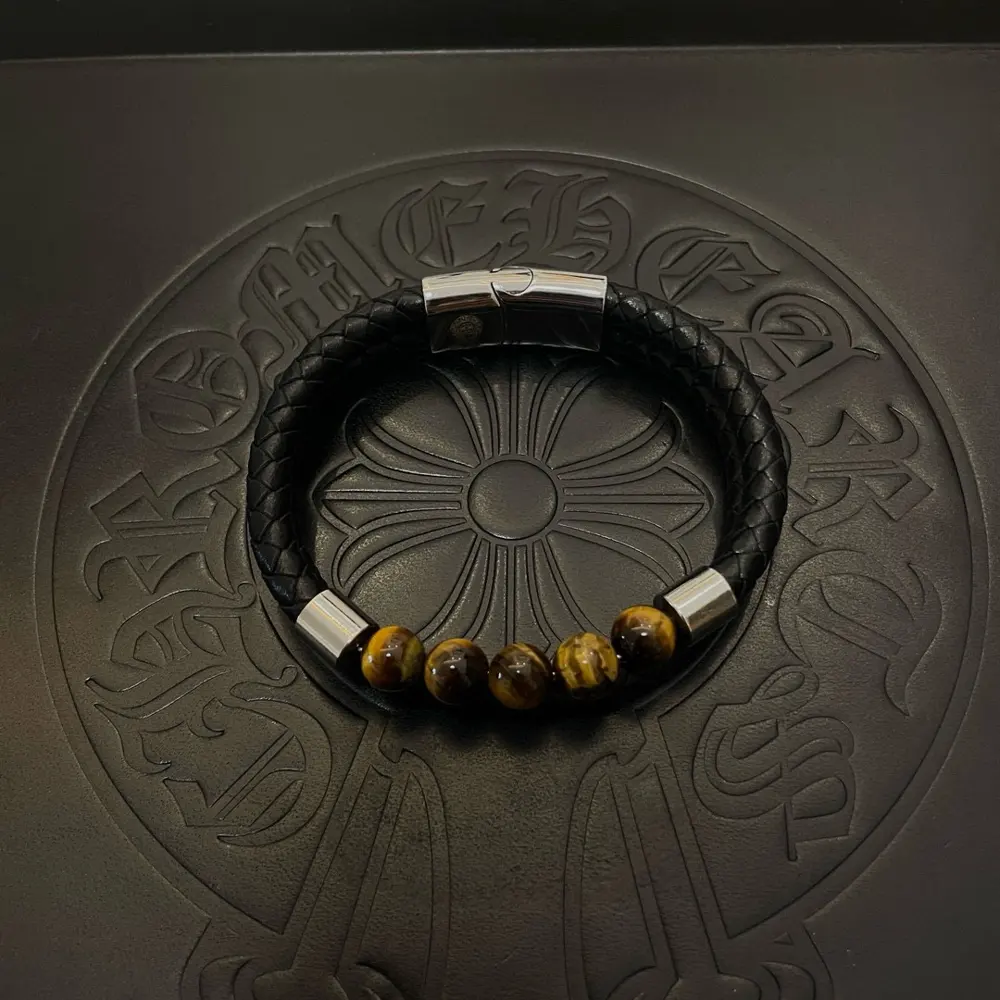 Chrome Hearts classic yellow tiger eye retro multi-element bracelet