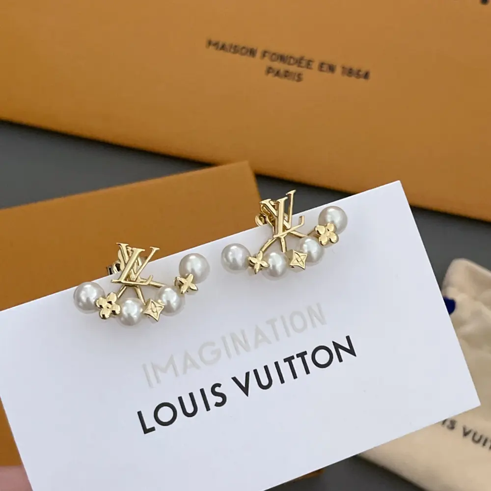 Louis Vuitton green spacer bead earrings