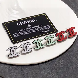 Chanel Double C colorful acrylic earrings