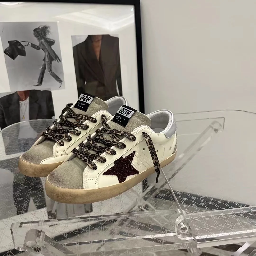 Golden Goose yellow edge silver tail red star couple style Shoes