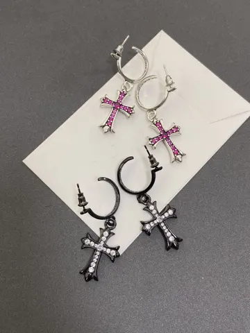 Chrome Hearts Cross Hoop Earrings