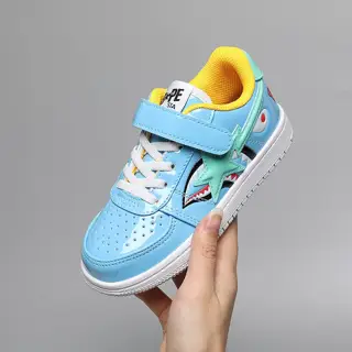BAPE shark letter shiny Velcro children’s sports shoes