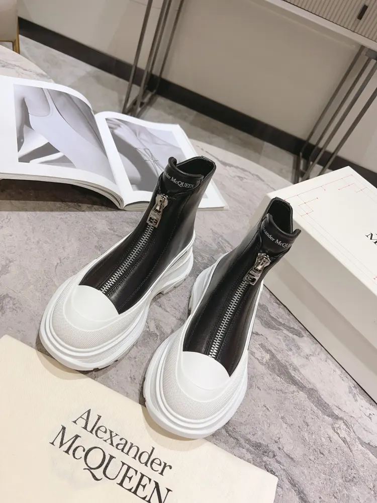 McQueen front zipper boots