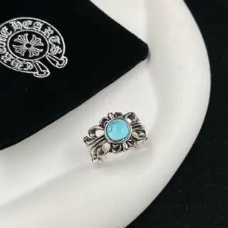 Chrome Hearts classic vintage cross blue diamond open ring