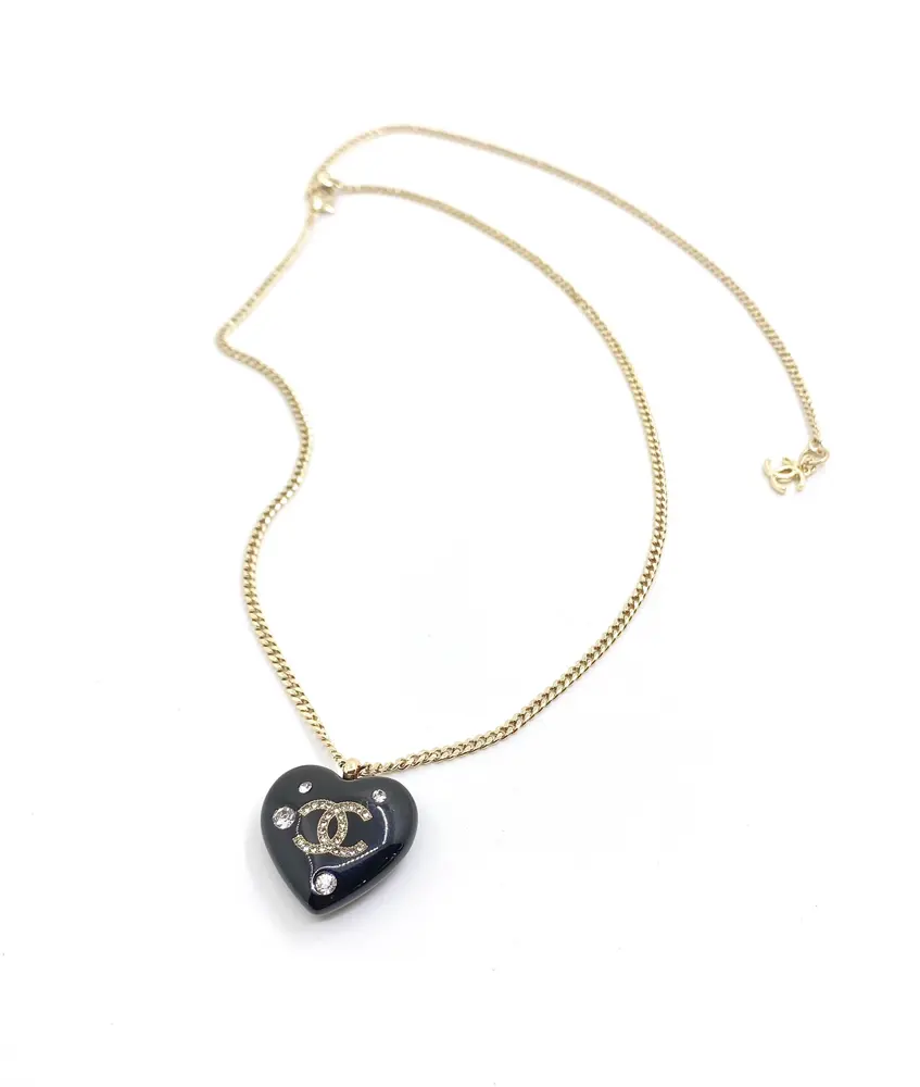 Chanel Black Heart Necklace