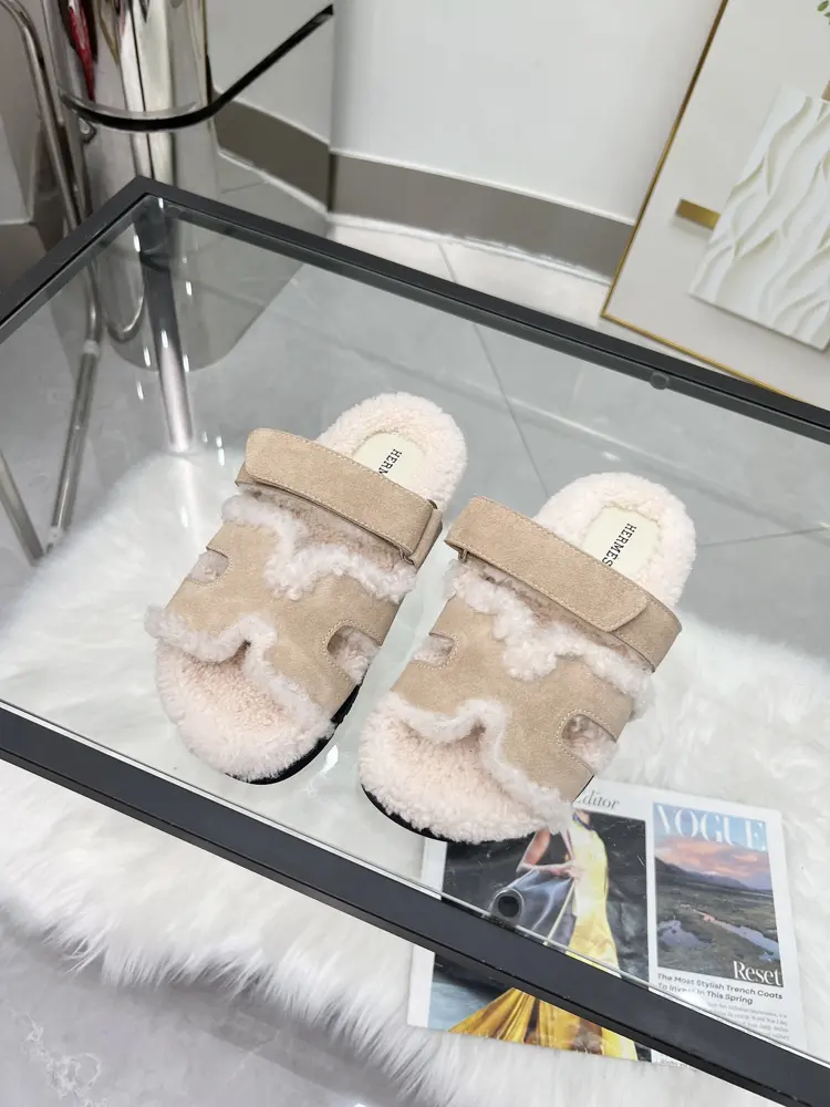 Hermes classic wool slippers