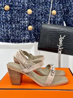 Hermès classic single-strap thick-heeled sandals
