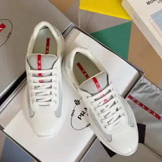 Prada America’s Cup Series Patent Leather Mesh Casual Sneakers