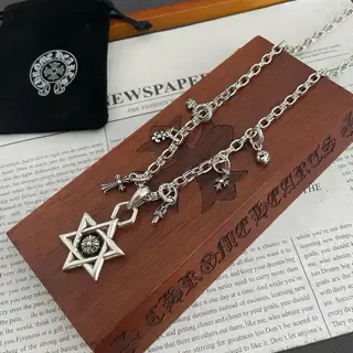 Chrome Hearts Classic Retro Multi-element Letter Necklace Hexagram Pendant