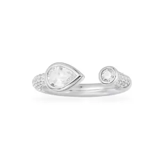 APM Monaco’s micro-paved pear-shaped open ring conveys summer romance with its natural