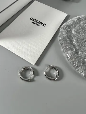 Celine silver plain hoop earrings