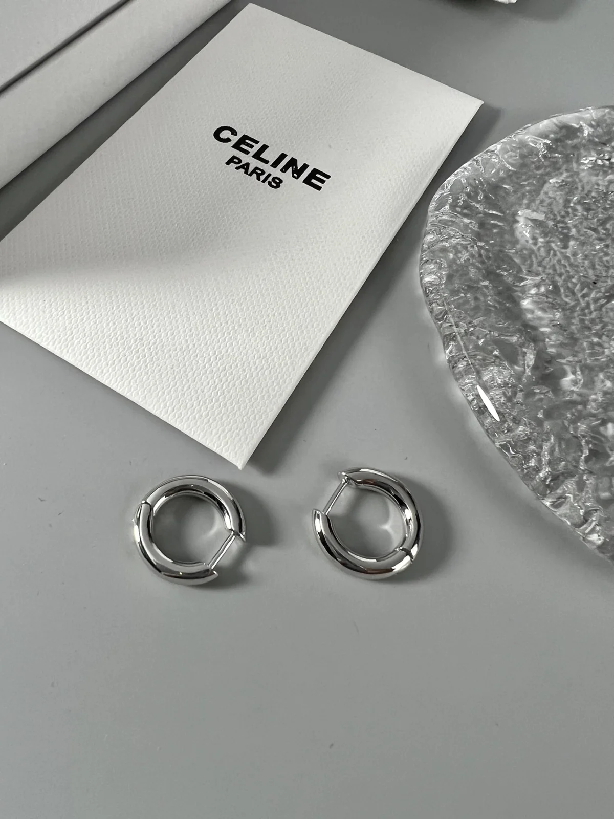 Celine silver plain hoop earrings