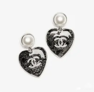 Chanel Heart Lace Earrings