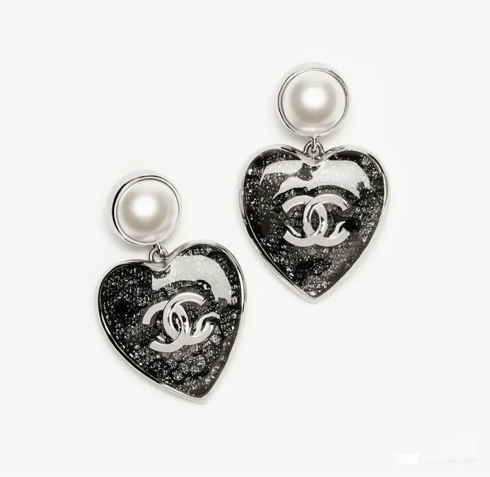 Chanel Heart Lace Earrings