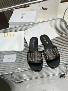 Miss Dior flat flip flops for women with CD logo