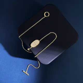 (No label) Necklace Hermes H House Pig nose fashionable full diamond light luxury
