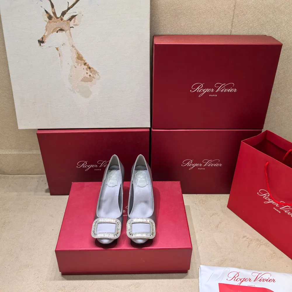 Roger Vivier satin with diamond buckle
