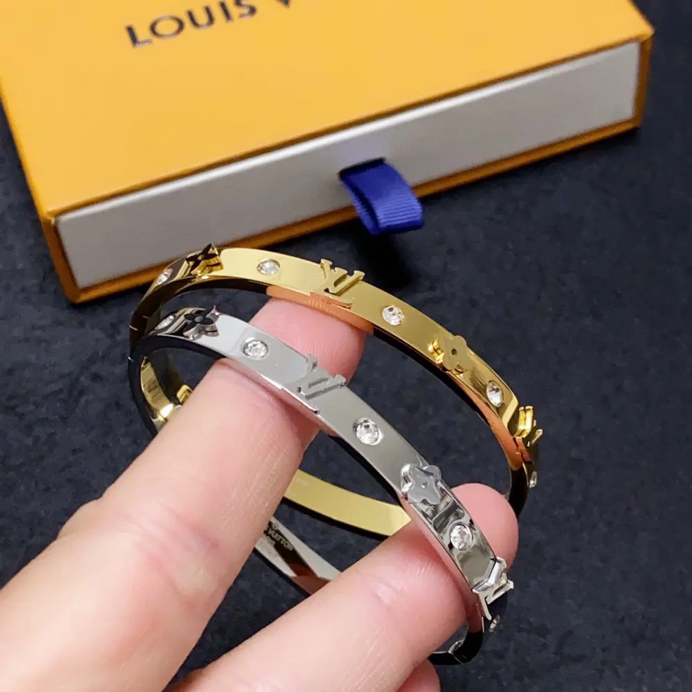 Louis Vuitton diamond-studded letter bracelet