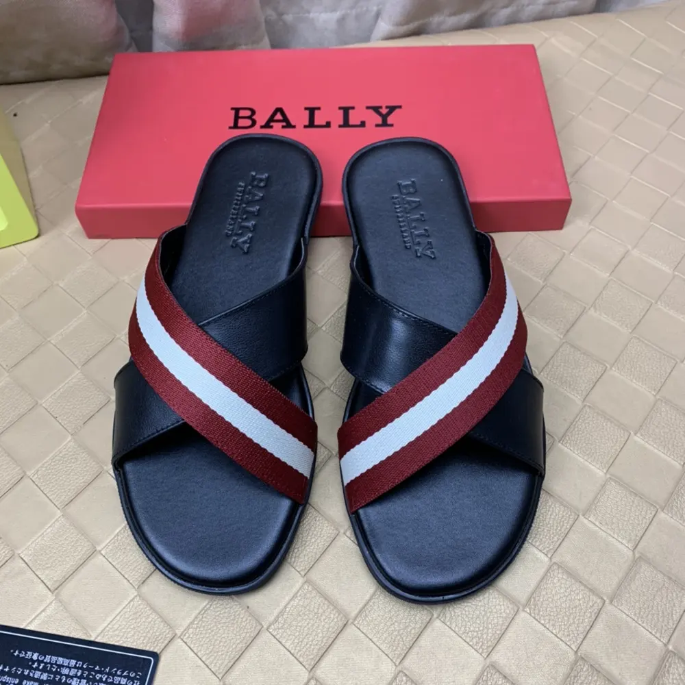 BALLY slippers are imported top-grain leather