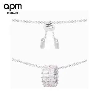 Apm monaco silver inlaid crystal diamond ring necklace female clavicle chain sweater chain