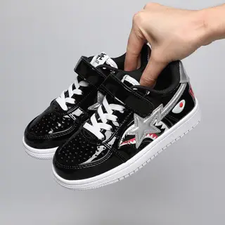 BAPE shark letter shiny Velcro children’s sports shoes