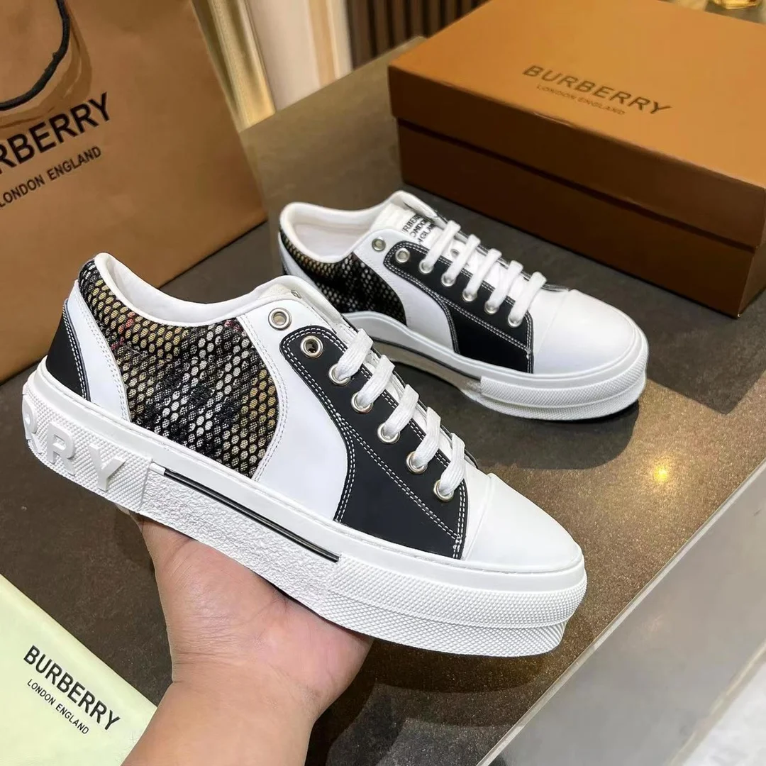 BURBERRY Retro plaid cotton sneakers