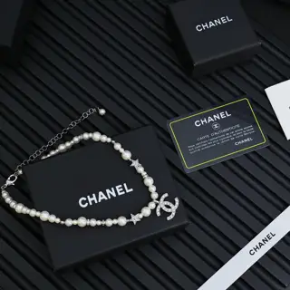 Chanel Star Pearl Double C Pendant Pearl Necklace
