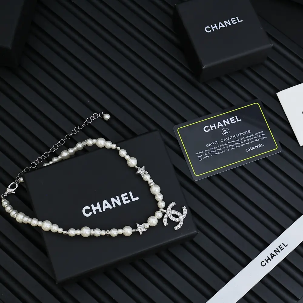 Chanel Star Pearl Double C Pendant Pearl Necklace