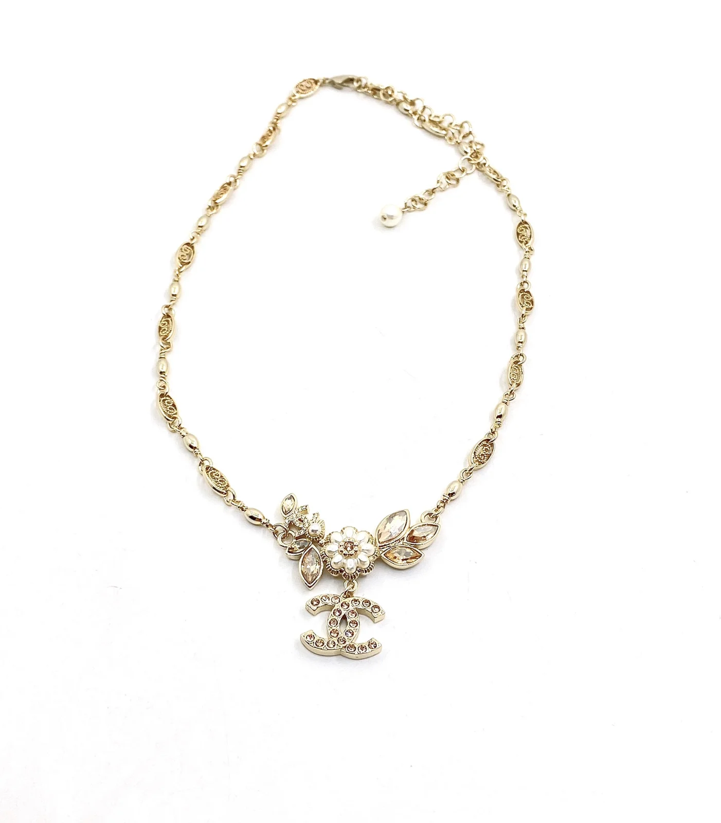 Chanel latest champagne diamond flower necklace
