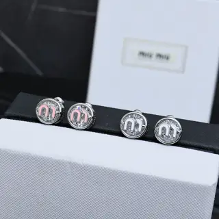 miumiu enamel round earrings