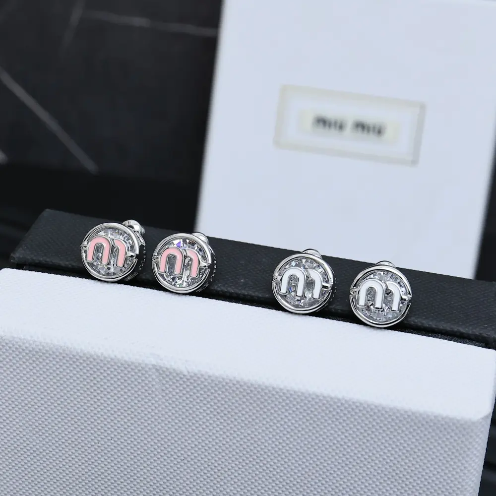 miumiu enamel round earrings