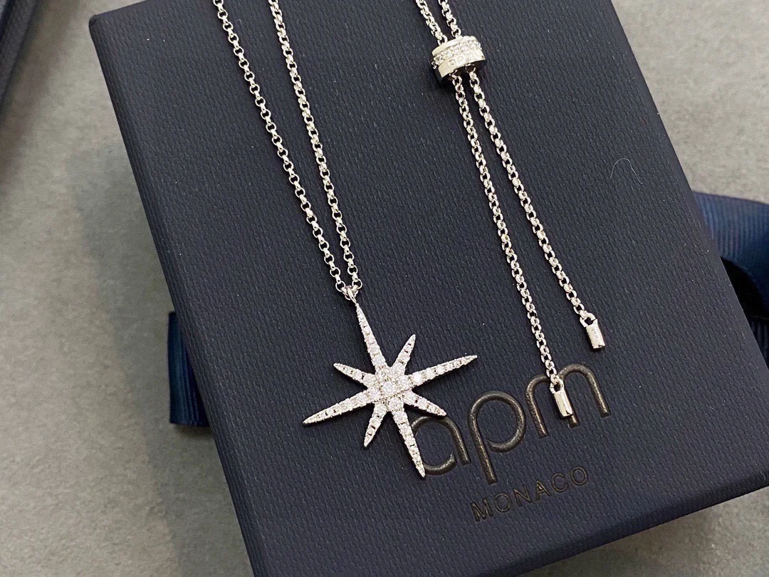 Apm monaco classic multi-star crystal diamond necklace for women