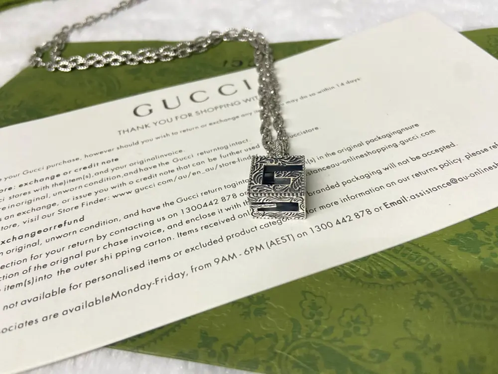 Gucci braided chain woven square G necklace Length: 60CM