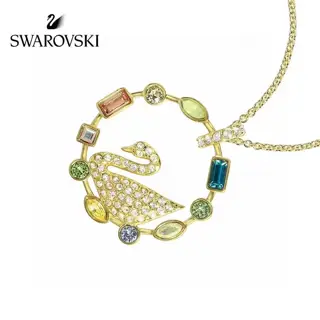 Swarovski Gold Rainbow Swan Clavicle Necklace