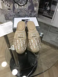 Dior patterned metal thread jacquard embroidered fisherman shoes