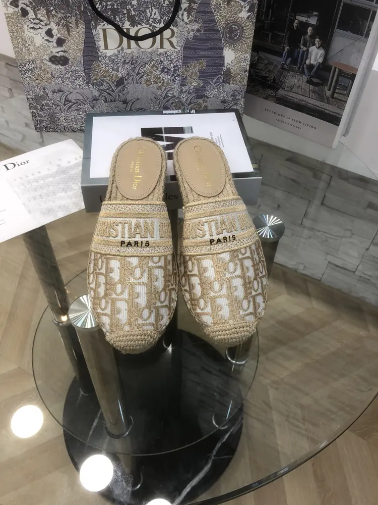 Dior patterned metal thread jacquard embroidered fisherman shoes