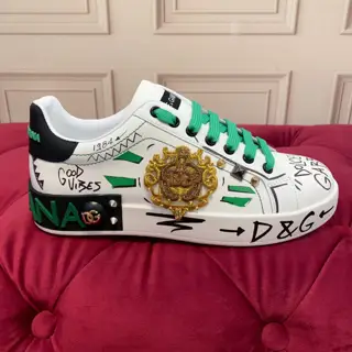 Dolce & Gabbana casual sneakers are exclusively made to order. The brand lettering is