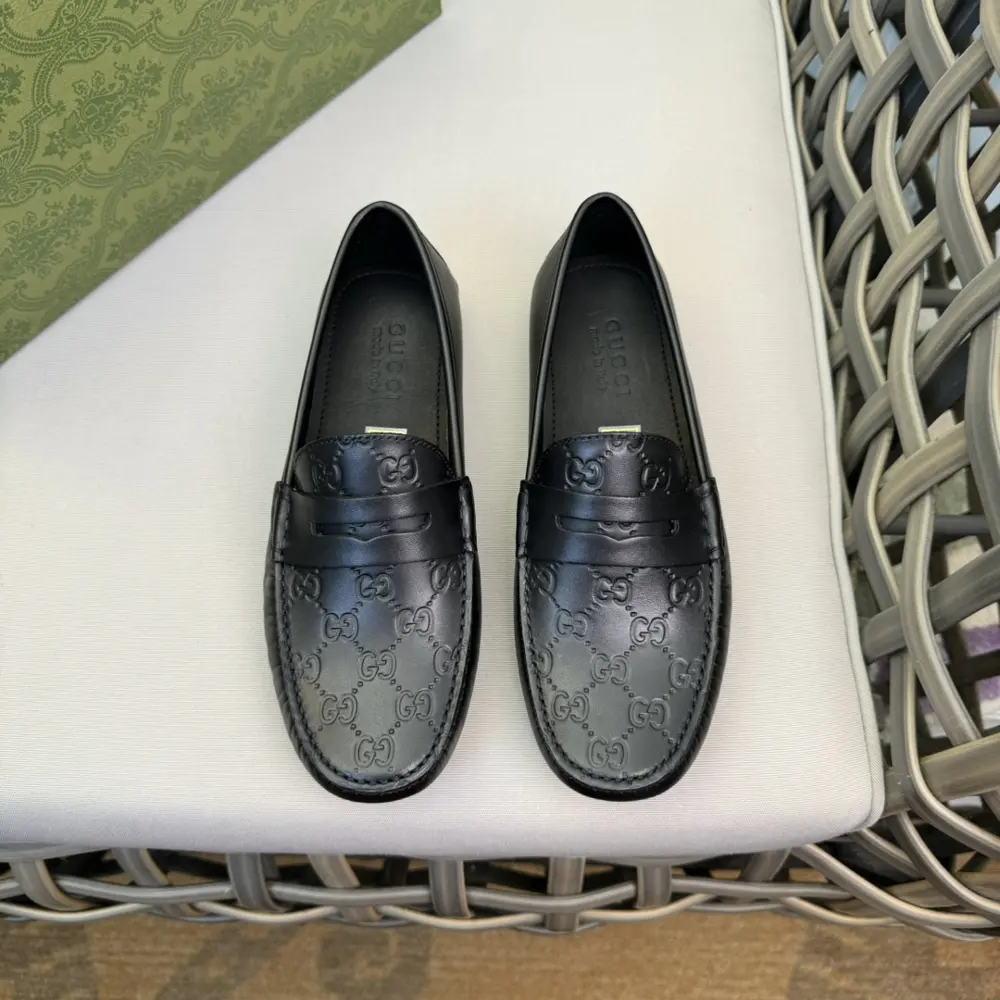 Gucci Loafers|Top quality|Original Double G embossed cowhide fabric|Inner lining and