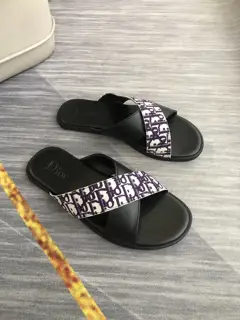 Dior men’s casual slippers Brand letter printed fabric on the upper