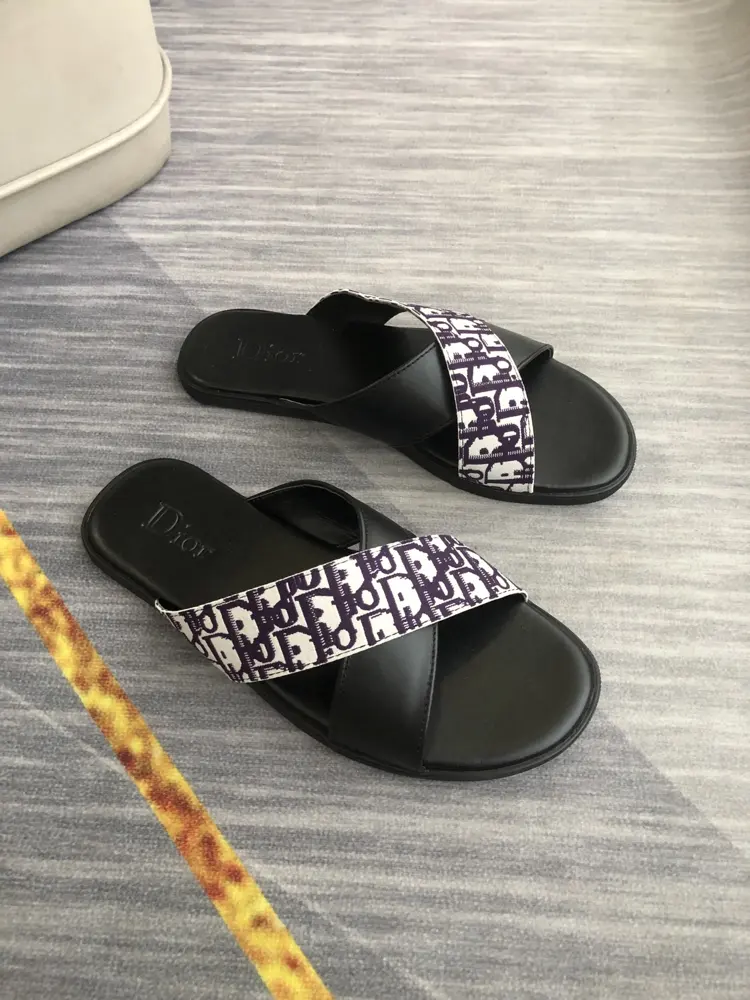 Dior men’s casual slippers Brand letter printed fabric on the upper