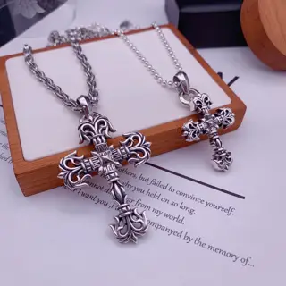 Chrome Hearts Flame Cross Pendant Retro Versatile Necklace