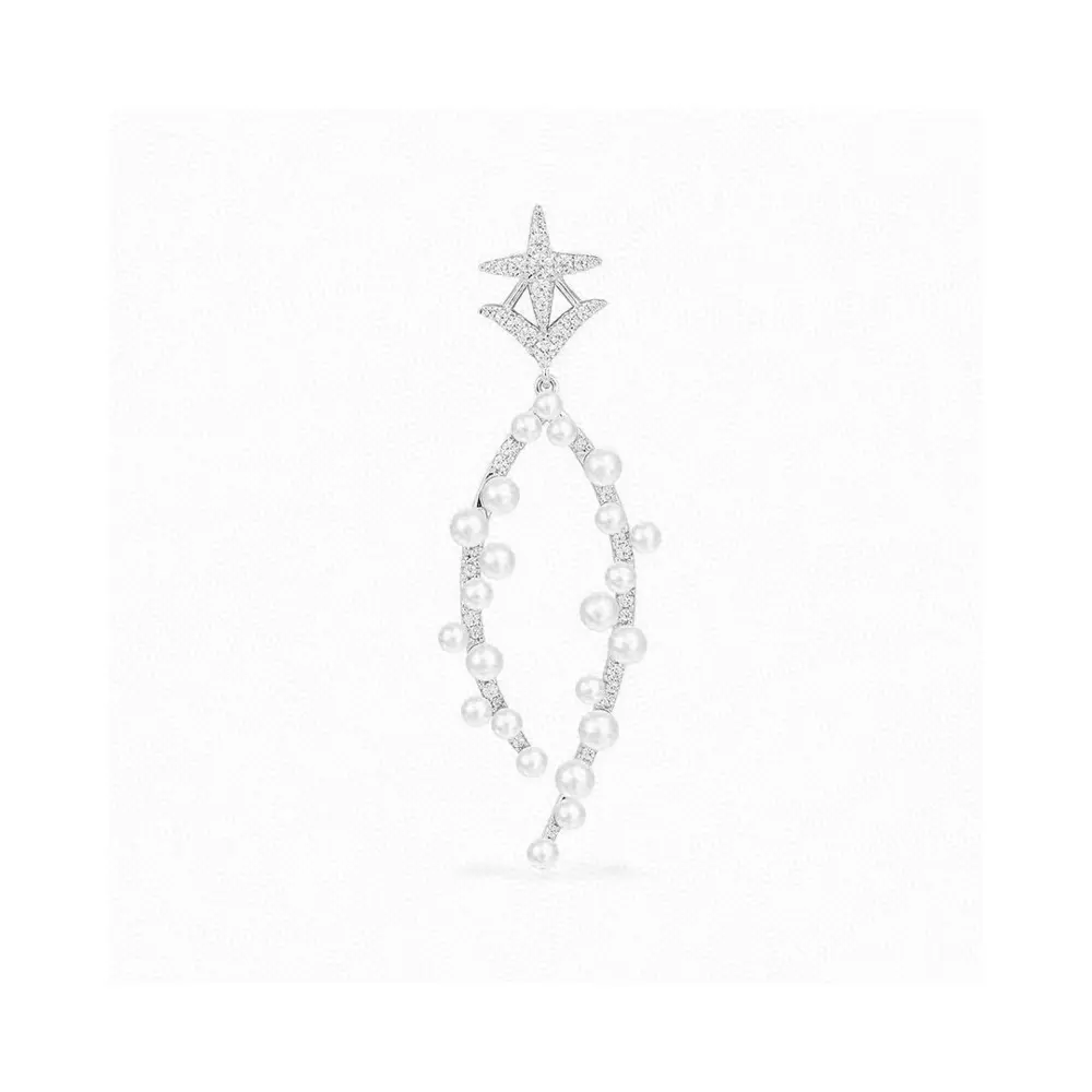 APM Monaco Star Flower Pearl Hoop Small Earrings