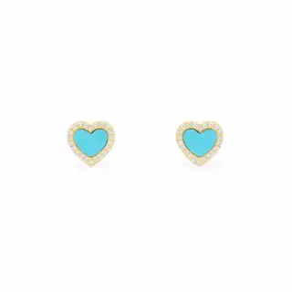 APM Monaco sky blue heart hoop diamond earrings