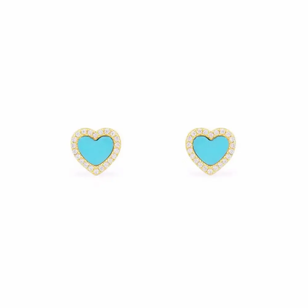 APM Monaco sky blue heart hoop diamond earrings