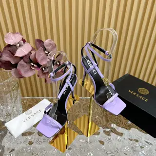 Versace spring and summer new striped high-heeled sandals
