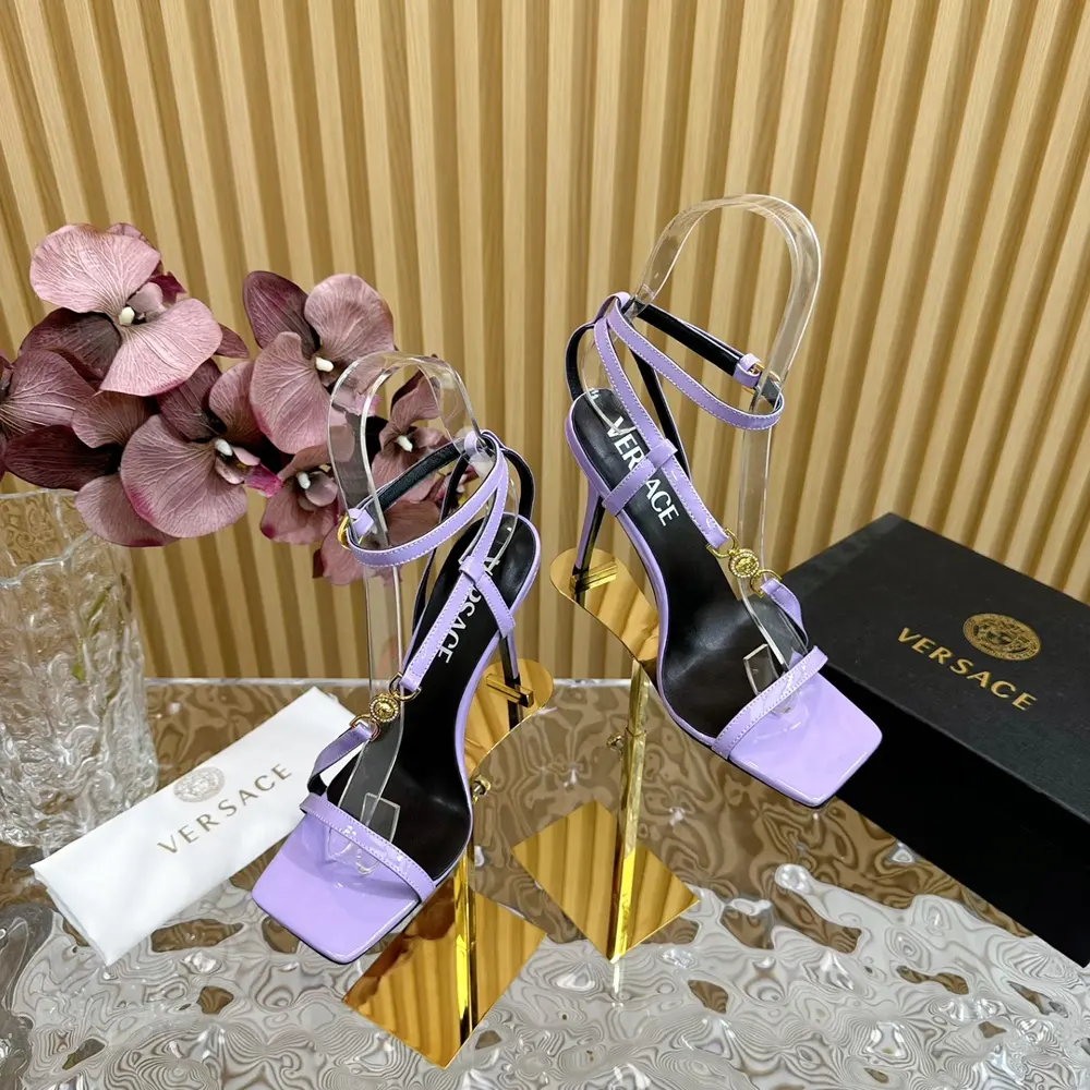 Versace spring and summer new striped high-heeled sandals